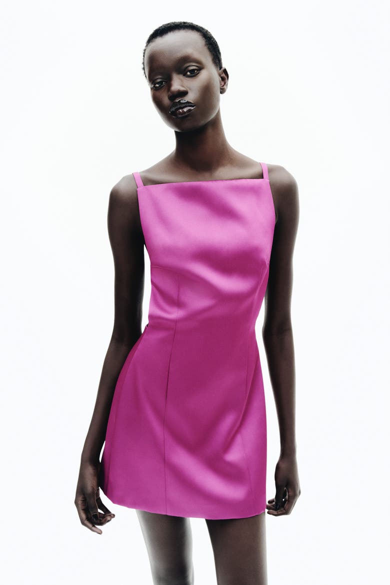 Low-Back Satin Dress, Main, color, Bright purple