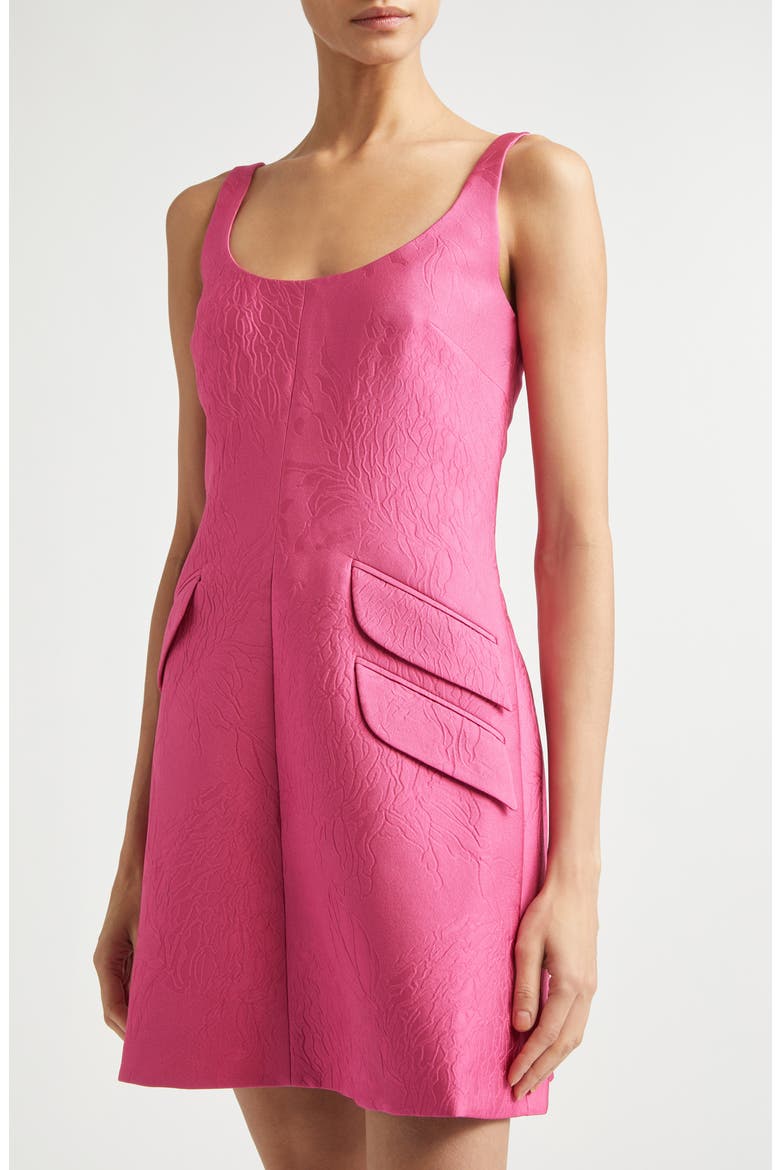Talia Floral Cloqué Minidress, Alternate, color, HOT PINK