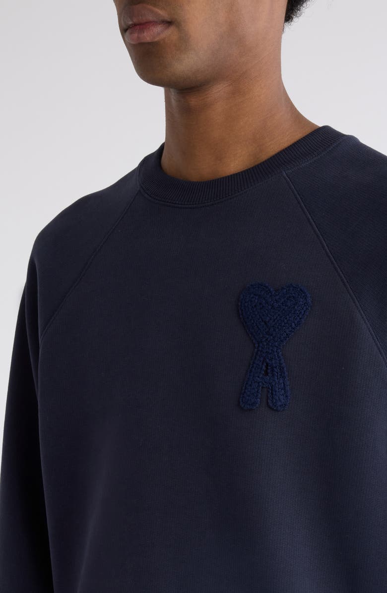 AMI PARIS Ami de Coeur Monogram Patch Sweatshirt, Alternate, color, 