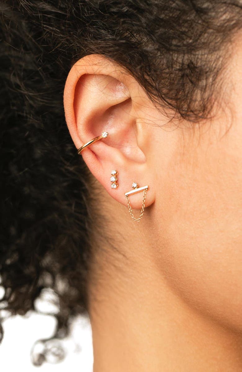 Zoë Chicco Single Diamond Bar & Chain Earring, Alternate, color,