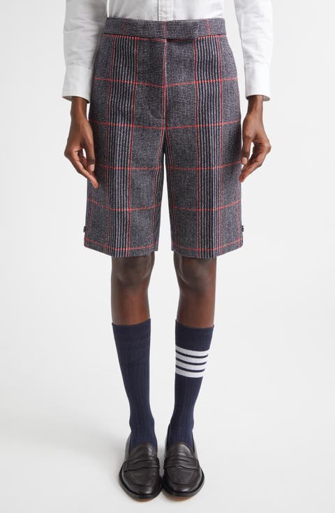 Glen Plaid Backstrap Bermuda Shorts