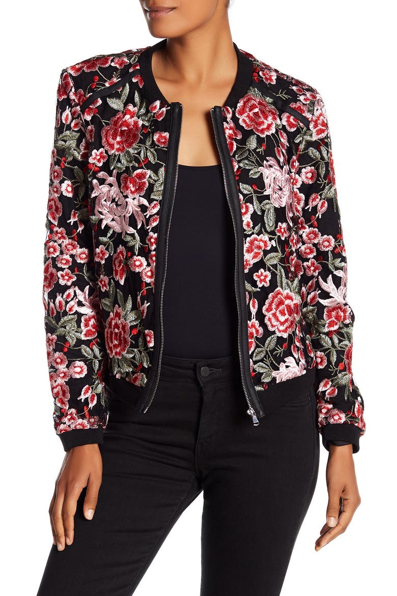 Floral Embroidered Bomber Jacket, Alternate, color, MULTI