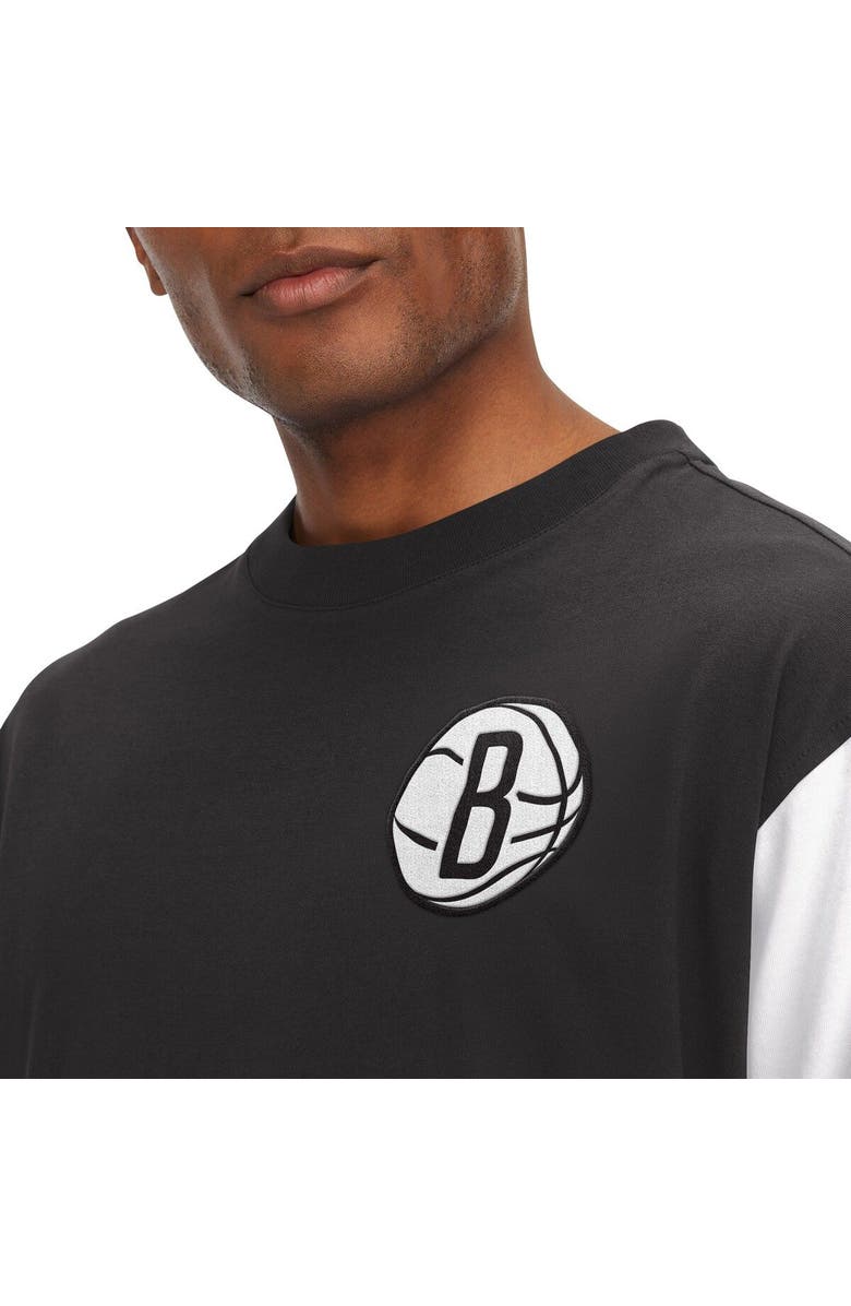 TOMMY JEANS Men's Tommy Jeans Black Brooklyn Nets Richie Color Block Long Sleeve T-Shirt, Alternate, color, Black