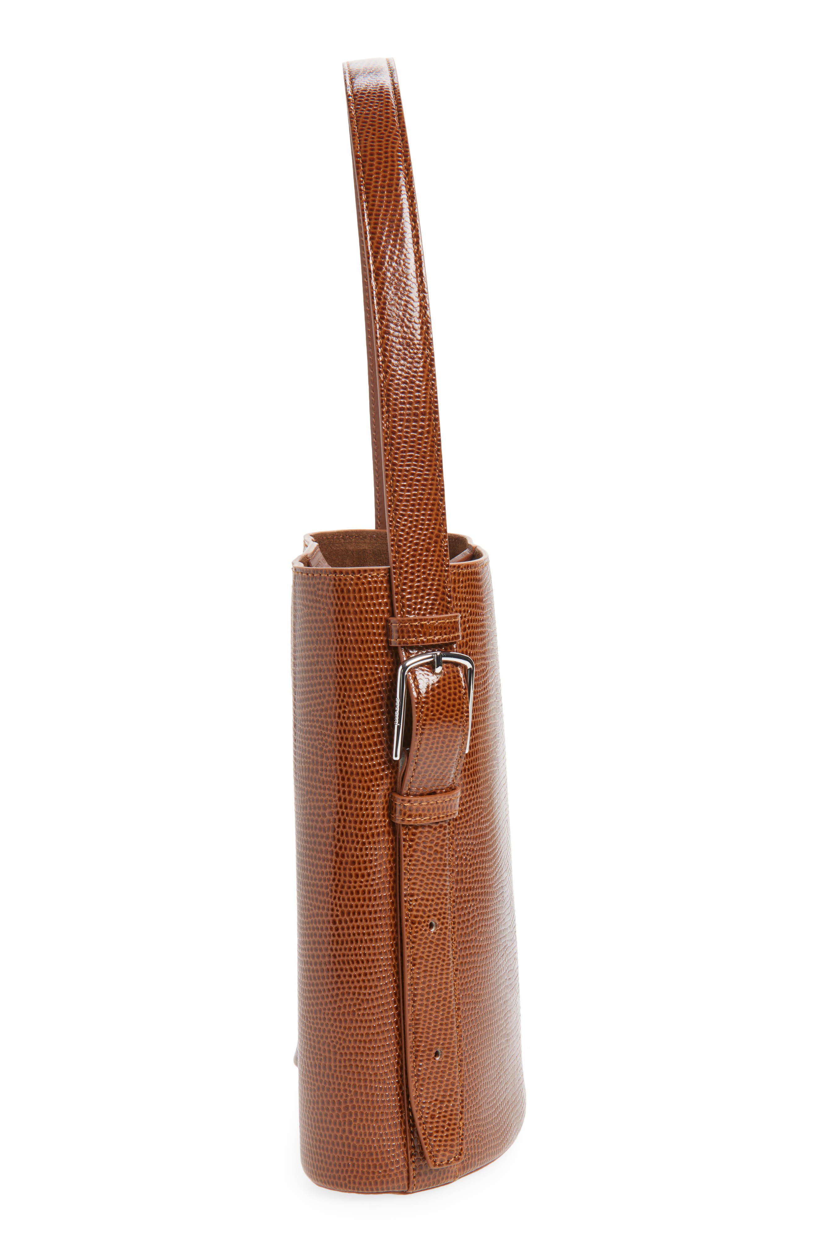Coperni Ergonomic Lizard Print Leather Bucket Bag, Alternate, color, Brown Camel