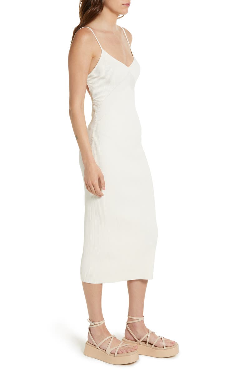 rag & bone Asher Ribbed Midi Dress, Alternate, color, Ivory