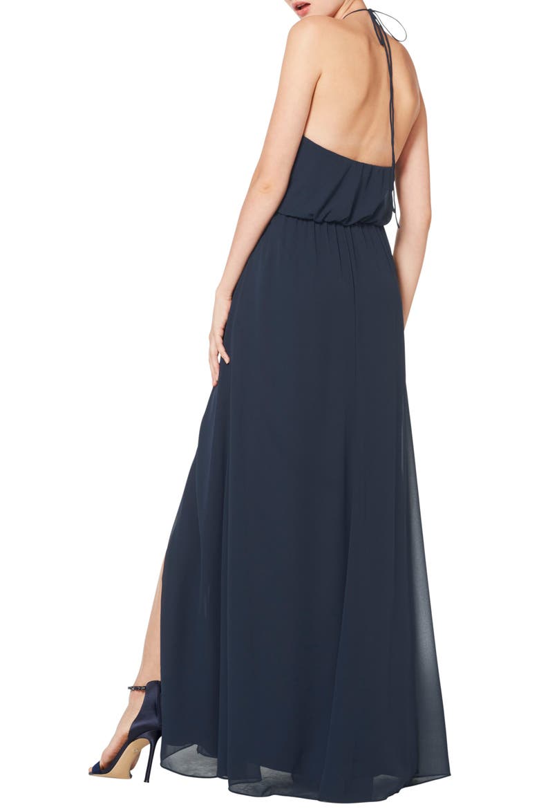 Blouson Chiffon A-Line Gown, Alternate, color, NAVY