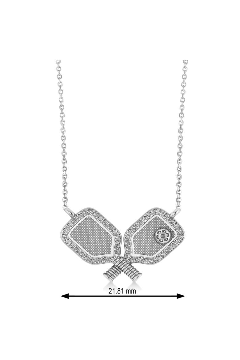 Diamond Large Dual Pickleball Paddle Pendant Necklace 14K, Alternate, color, 0.25ct, White Gold