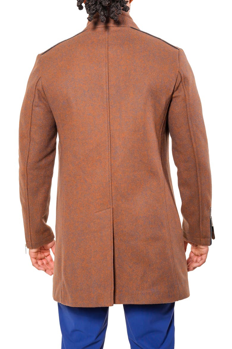 Orange Wool Blend Car Coat with Quilted Bib, Alternate, color, ORANGE