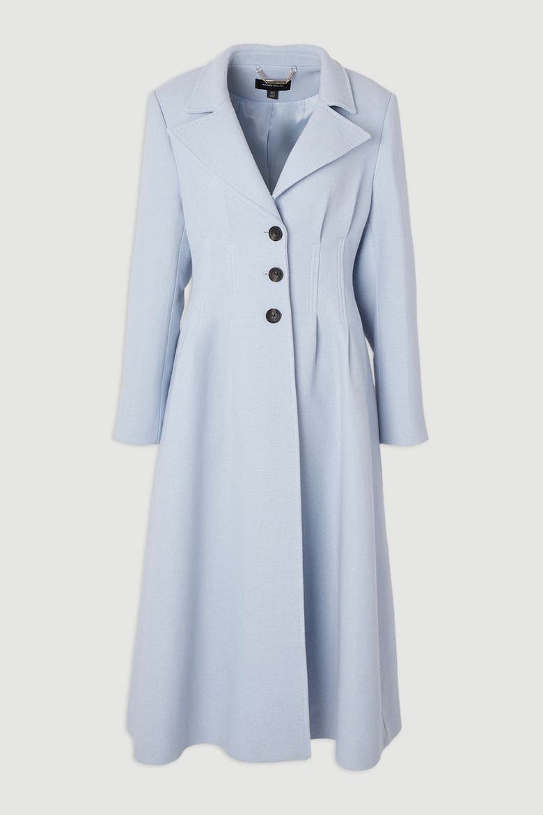 Corset Detail Full Skirted Maxi Coat, Alternate, color, Pale Blue