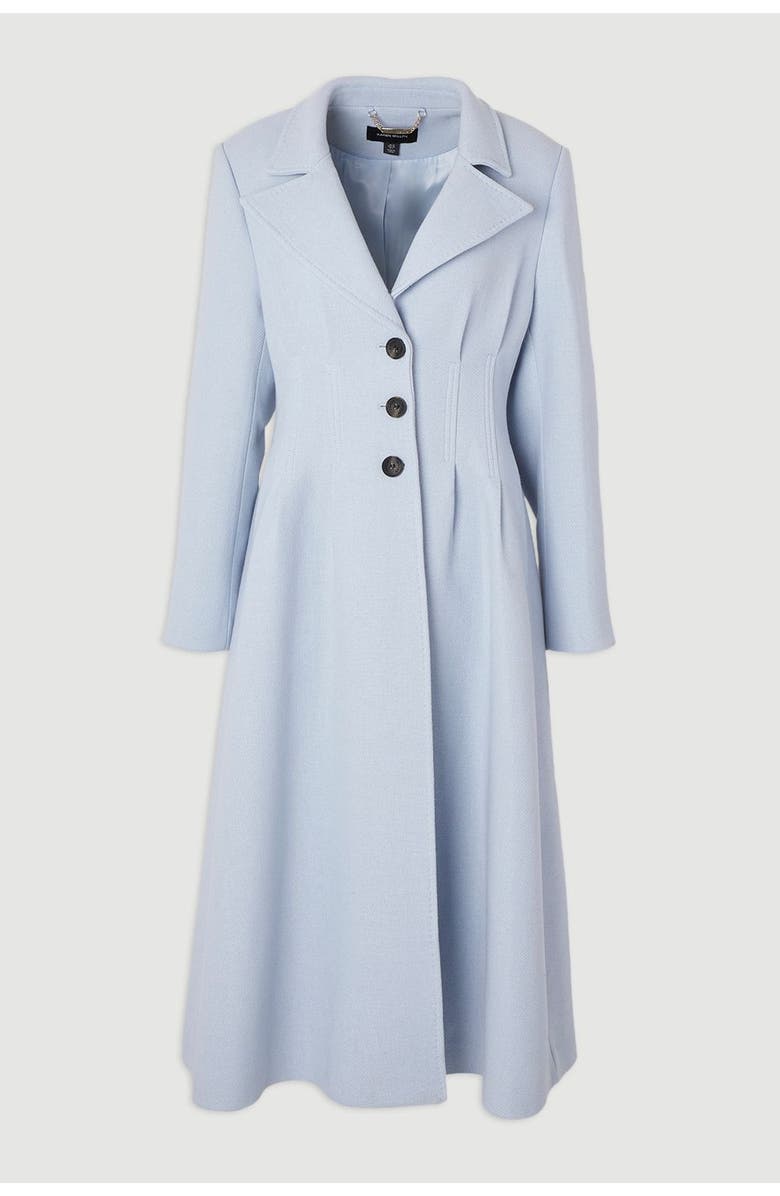 Karen Millen Corset Detail Full Skirted Maxi Coat, Alternate, color, Pale Blue