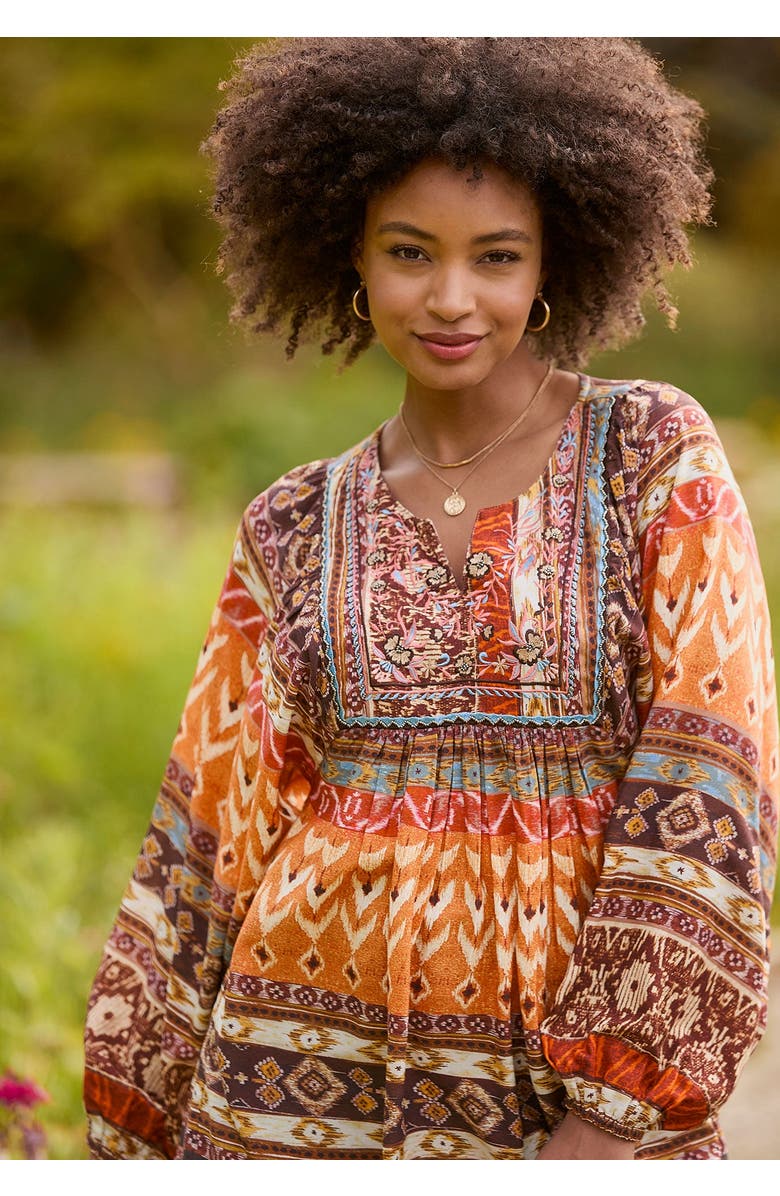 Joe Browns Blouson Sleeve Beaded Tunic, Main, color, Rustic Tapestry