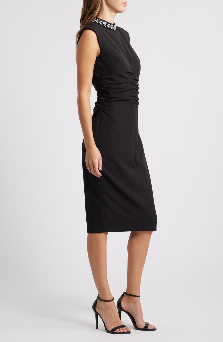 Eliza J Embellished Mock Neck Sheath Dress, Alternate, color, 