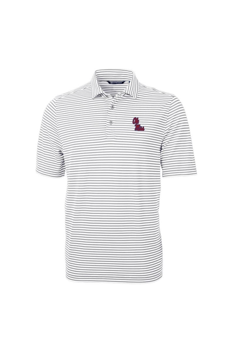 Cutter & Buck Men's Cutter & Buck Gray Ole Miss Rebels Virtue Eco Pique Stripe Recycled Polo, Main, color, Gray
