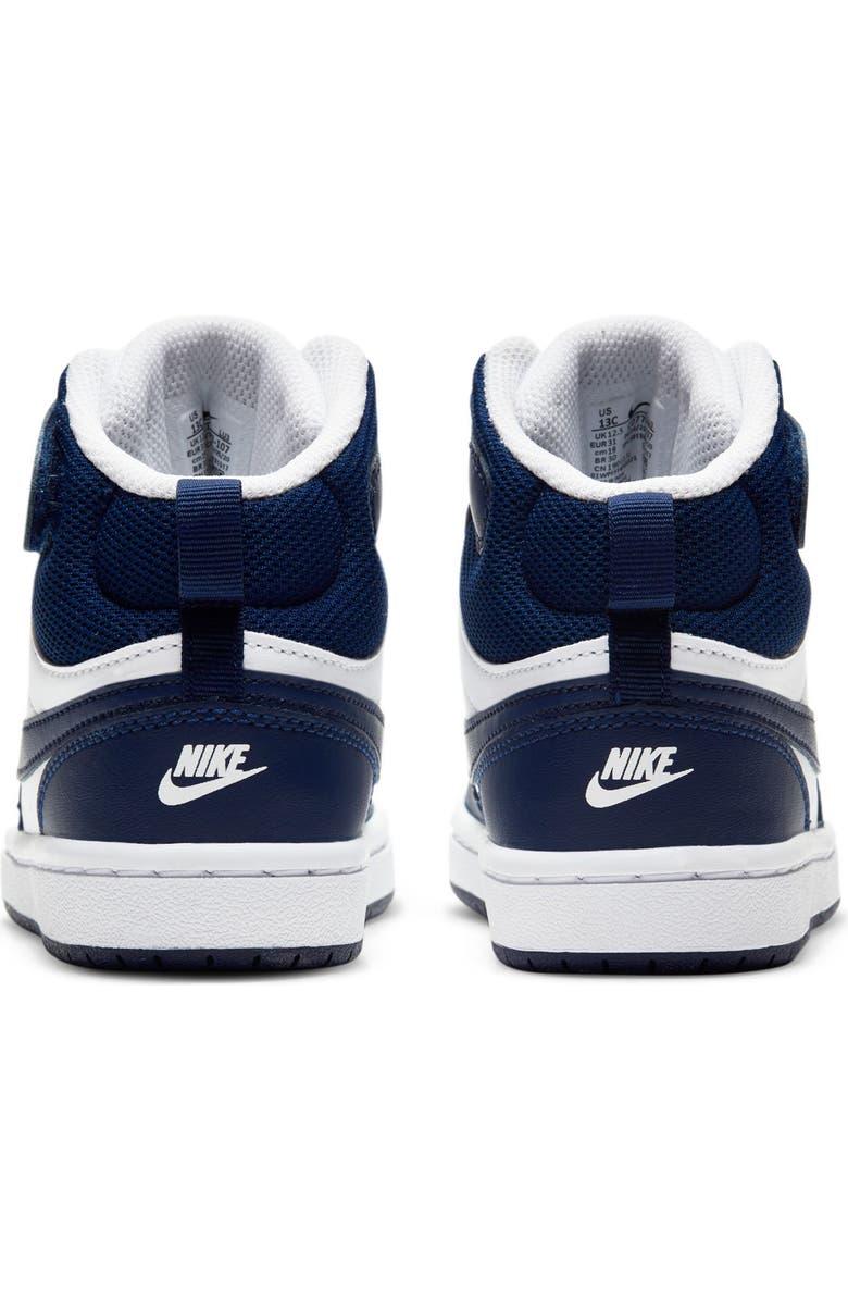 Nike Kids' Court Borough Mid 2 Basketball Shoe, Alternate, color, White/ Blue Void