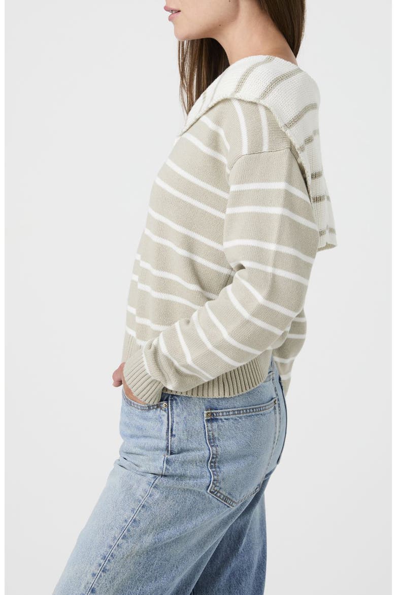 Striped V-Neck Sailor Sweater, Alternate, color, DUSTY GREEN STRIPE