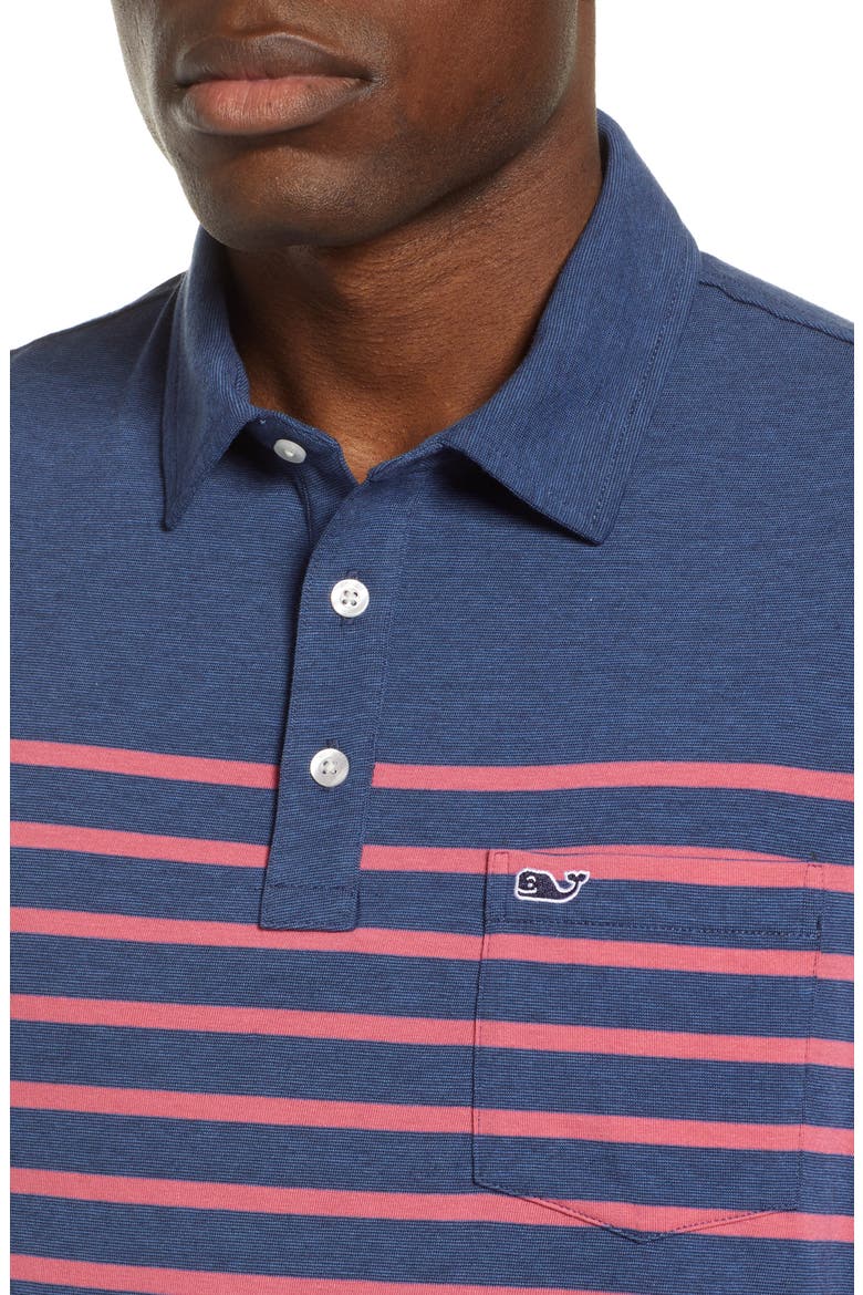 Edgartown Placed Stripe Polo, Alternate, color, MOONSHINE