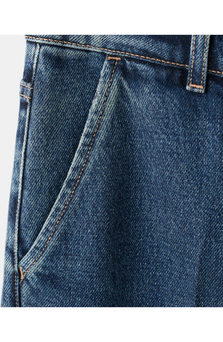 MANGO Slant Pocket Mid Rise Wide Leg Jeans, Alternate, color, Dark Blue