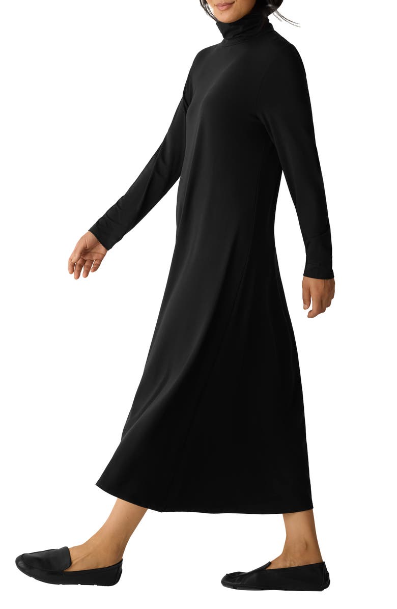 Eileen Fisher Long Sleeve Jersey Maxi Dress, Alternate, color, Black