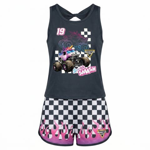 Sparkle Smash Girls' Athletic 2-Piece Tank Top and Shorts Set (Toddler, Little Kid & Big Kid)