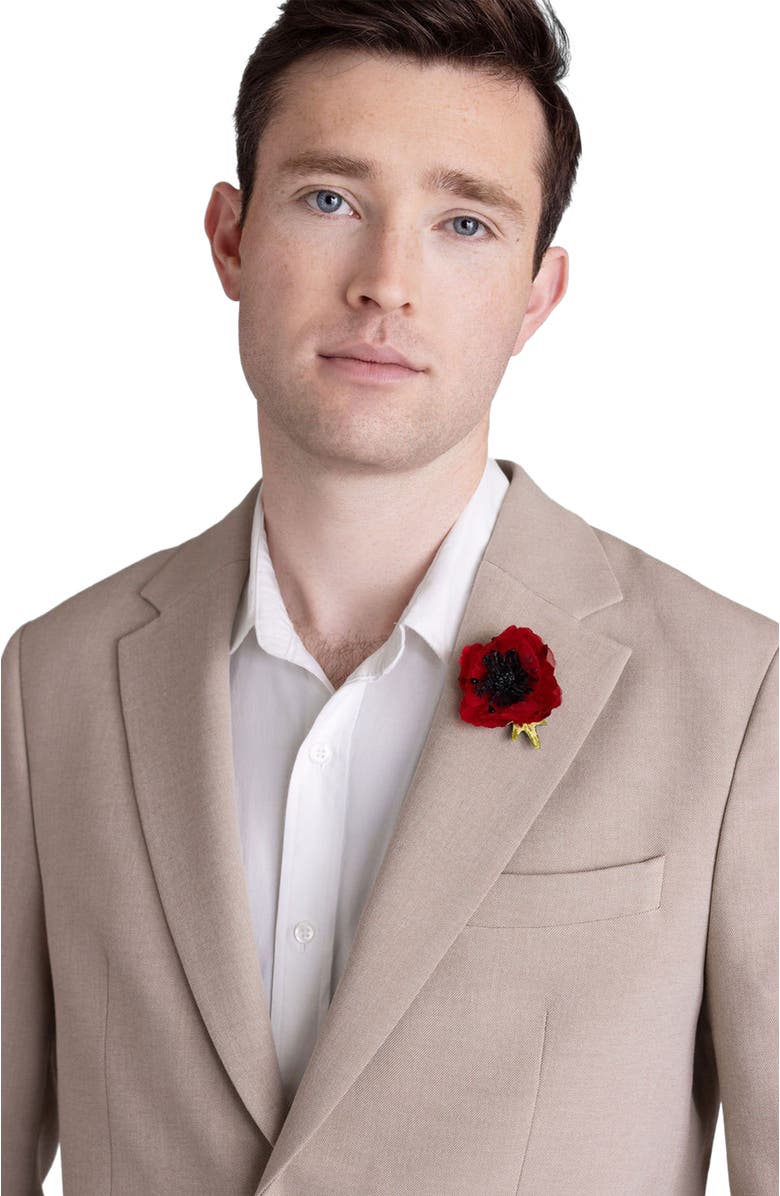 Helena Simon The Red Poppy Floral Brooch, Alternate, color, Red