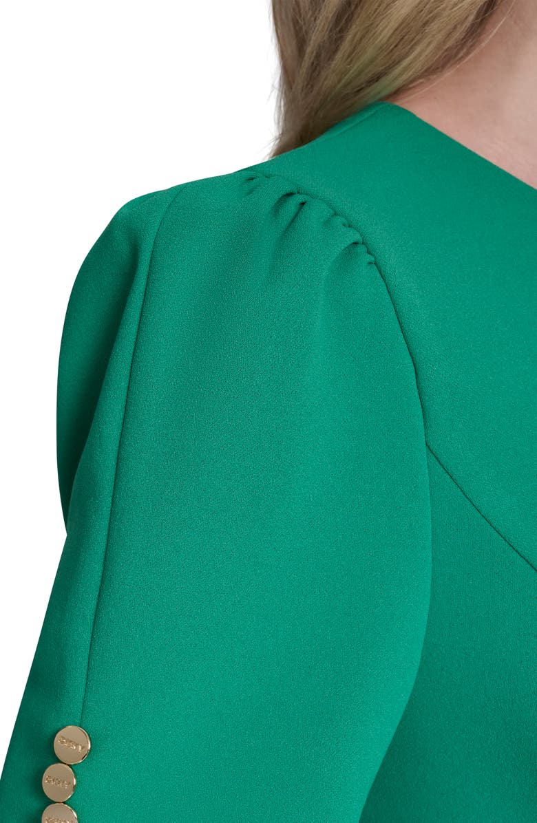 DKNY Button Trim Fit & Flare Midi Dress, Alternate, color, Parakeet