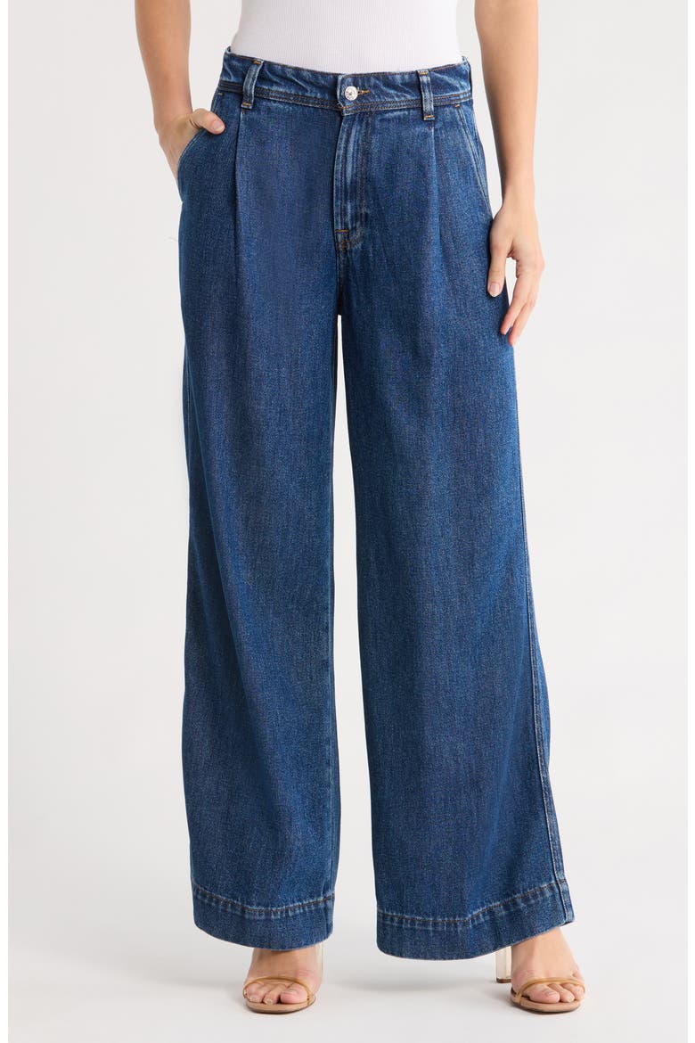 Denim Lustre Pleated High Waist Trouser Jeans, Main, color, CENTREVILLE