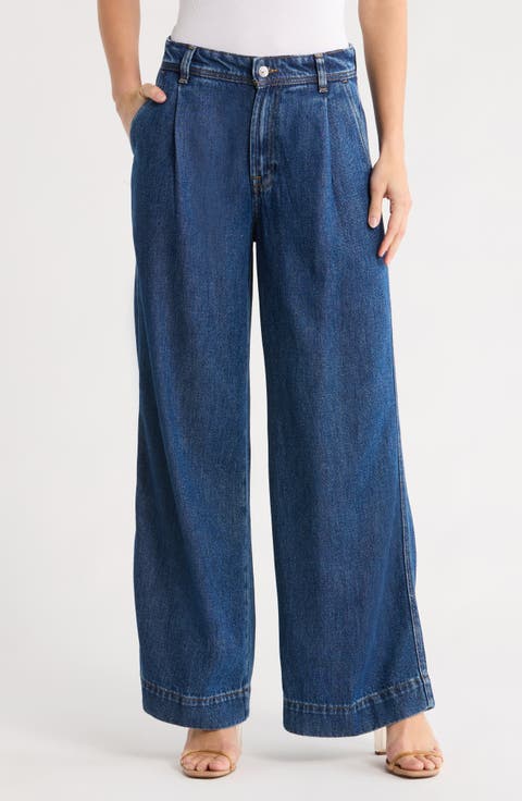 Denim Lustre Pleated High Waist Trouser Jeans