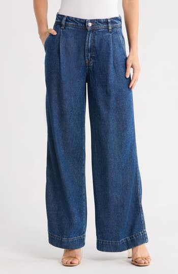 7 For All Mankind Denim Lustre Pleated High Waist Trouser Jeans in Centreville at Nordstrom Rack, Size 24
