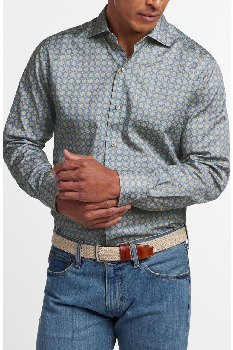 Medallion Print Sport Shirt, Main, color, BLUE/ DUNE