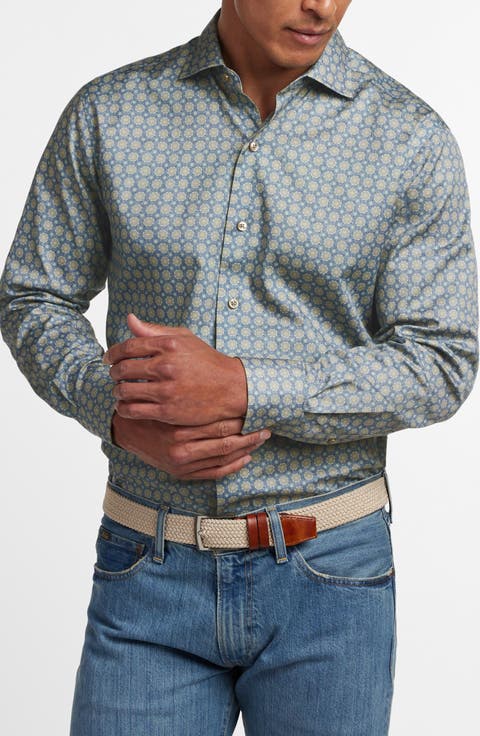 Medallion Print Cotton Button-Up Shirt
