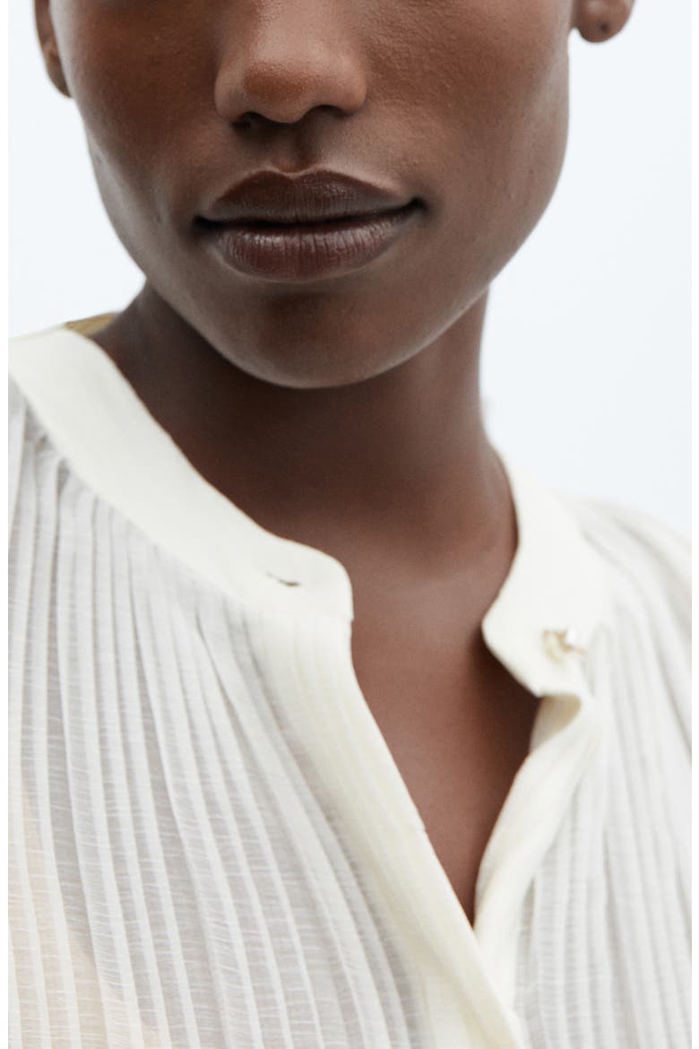 Semisheer Plissé Button-Up Shirt, Alternate, color, ECRU