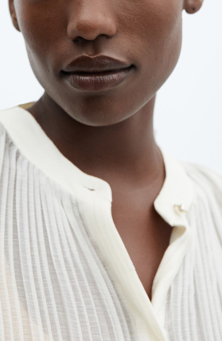 MANGO Semisheer Plissé Button-Up Shirt, Alternate, color, 