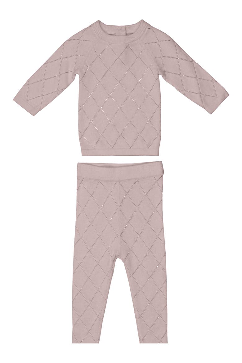 Diamond Pointelle Sweater & Pants Set, Main, color, PALE MAUVE