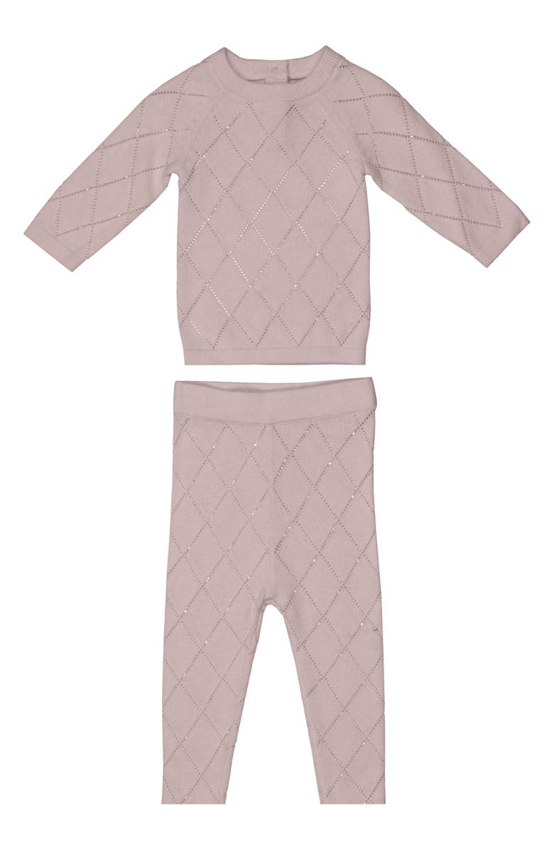 Manière Diamond Pointelle Sweater & Pants Set, Main, color, Pale Mauve