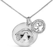 Haus of Brilliance Silver 1/5 Cttw White and Black Diamond Beagle Dog Charm 18" Pendant Necklace
