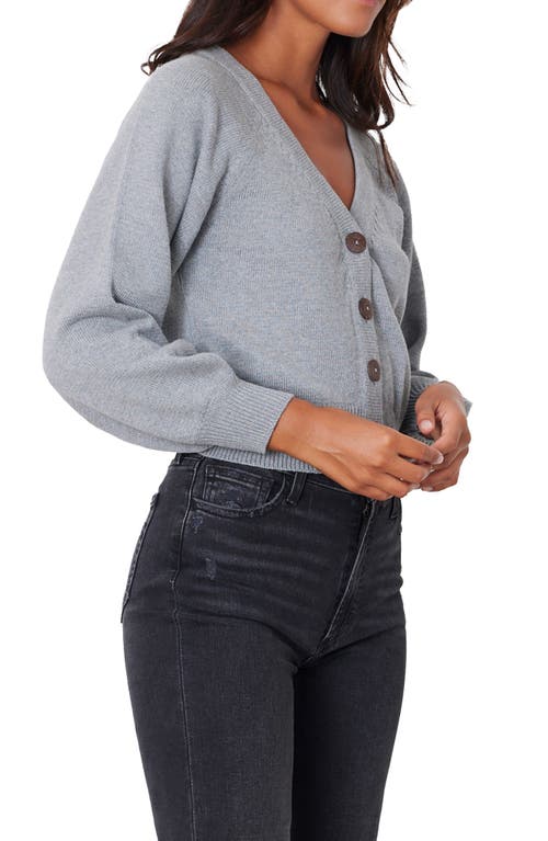 Paneros Clothing Greta Cropped Cotton Cardigan In Heather Grey