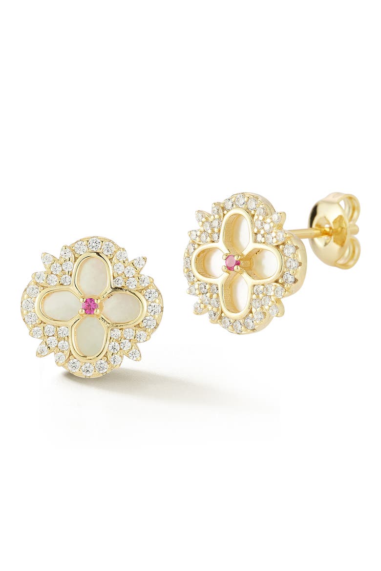 Clover Stud Earrings, Main, color, GOLD