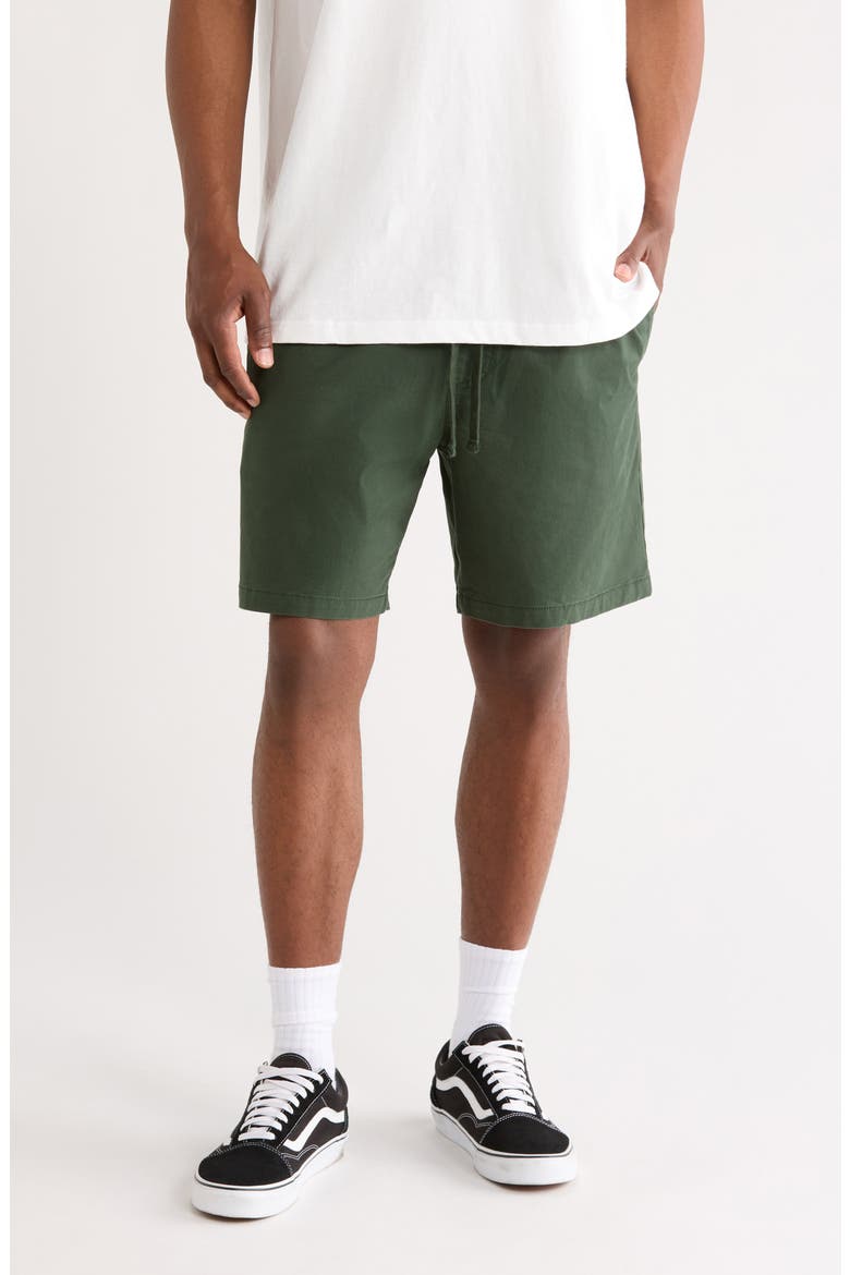 Range Relaxed Stretch Cotton Shorts, Main, color, OIL GREEN