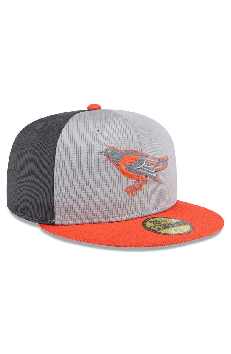 New Era Men's New Era  Gray/Orange Baltimore Orioles 2025 Batting Practice 59FIFTY Fitted Hat, Alternate, color, 