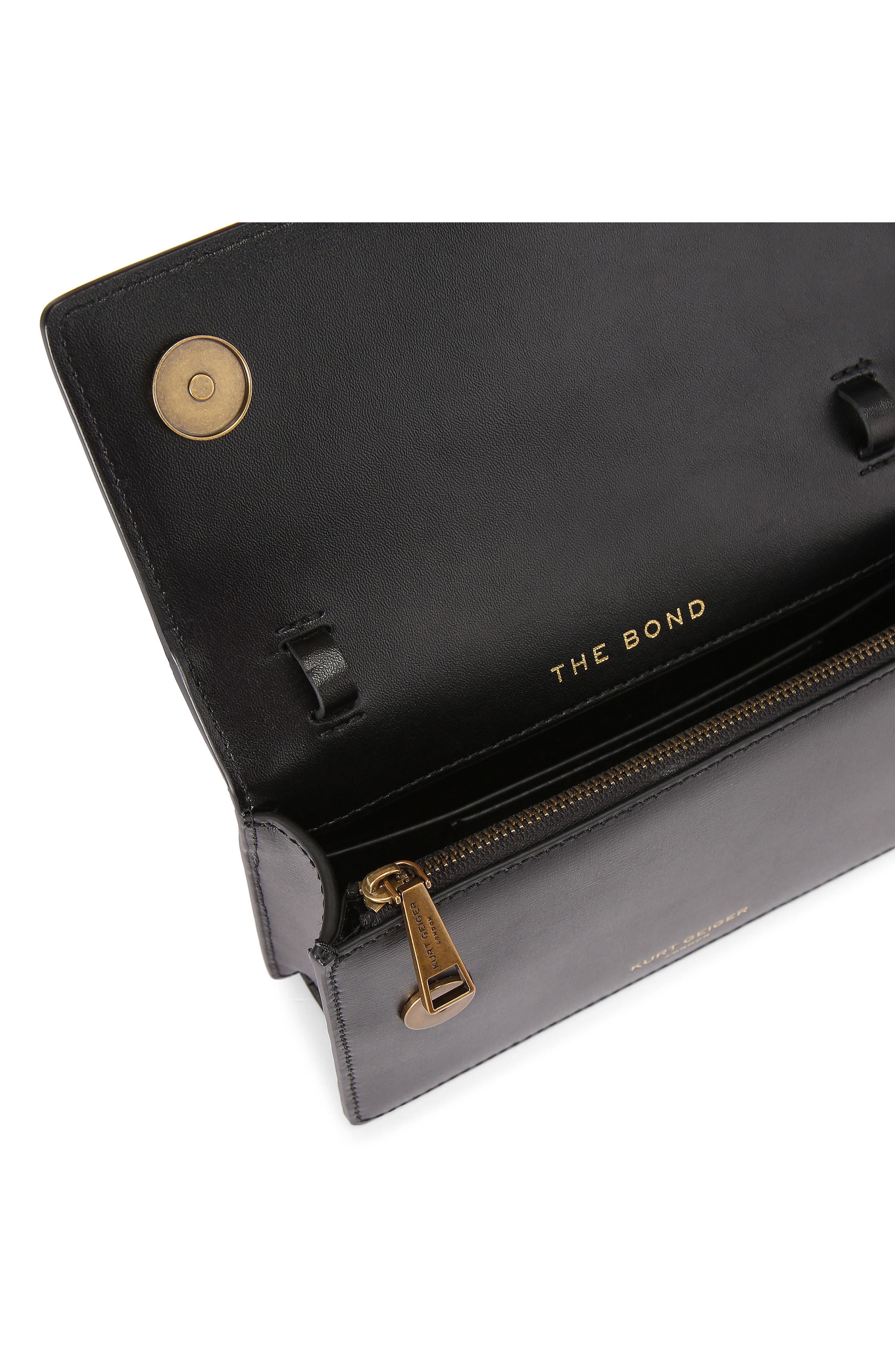 Kurt Geiger London Small Bond Leather Top Handle Bag, Alternate, color, Black