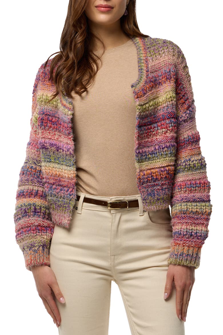 Rainbow Stripe Crop Cardigan, Main, color, PINK MULTI