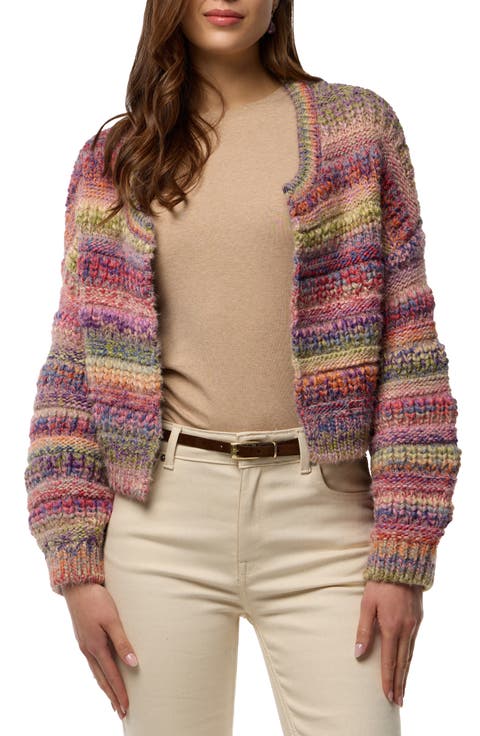 Rainbow Stripe Crop Cardigan