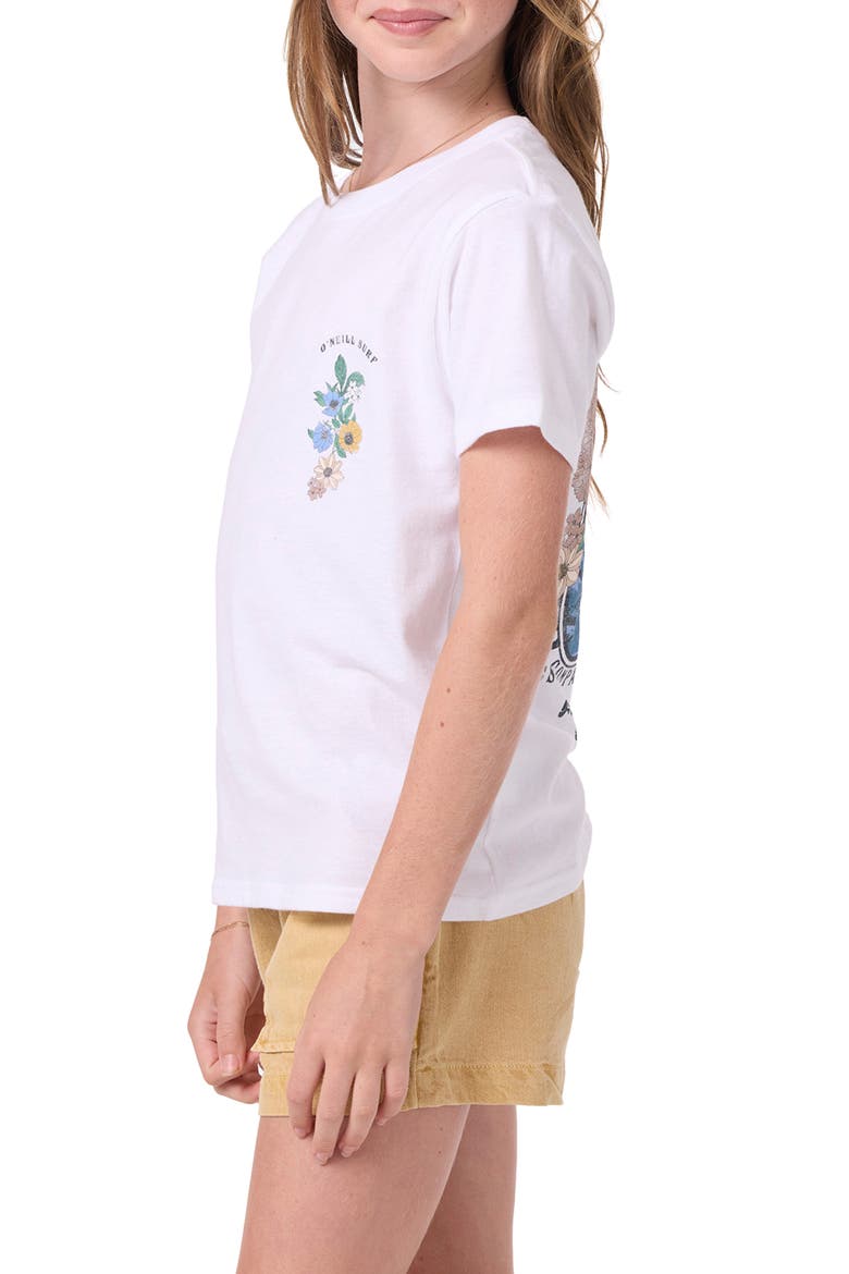 Kids' Angie Floral Graphic T-Shirt, Alternate, color, WHITE