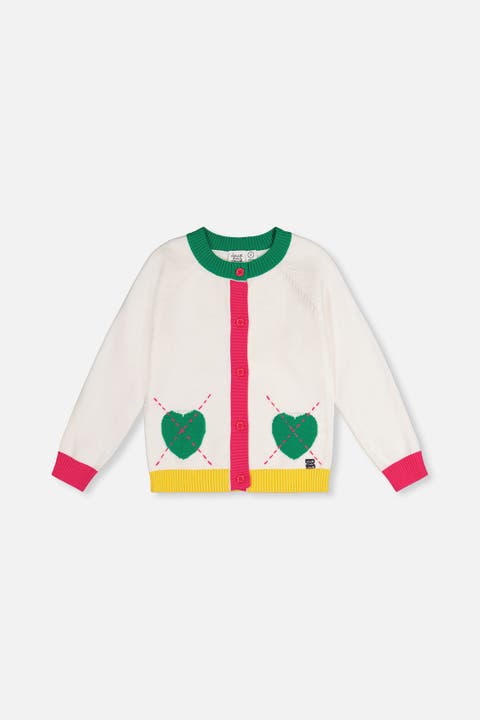 Heart Pocket Button Front Knitted Cardigan