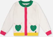 Deux par Deux Heart Pocket Button Front Knitted Cardigan