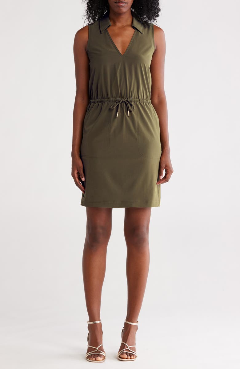 Calvin Klein Commuter Sleeveless Drawstring Waist Sheath Dress, Main, color, 