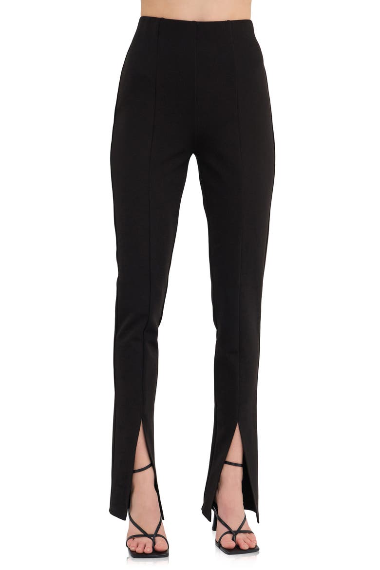 Front Slit Flared Pants, Main, color, BLACK