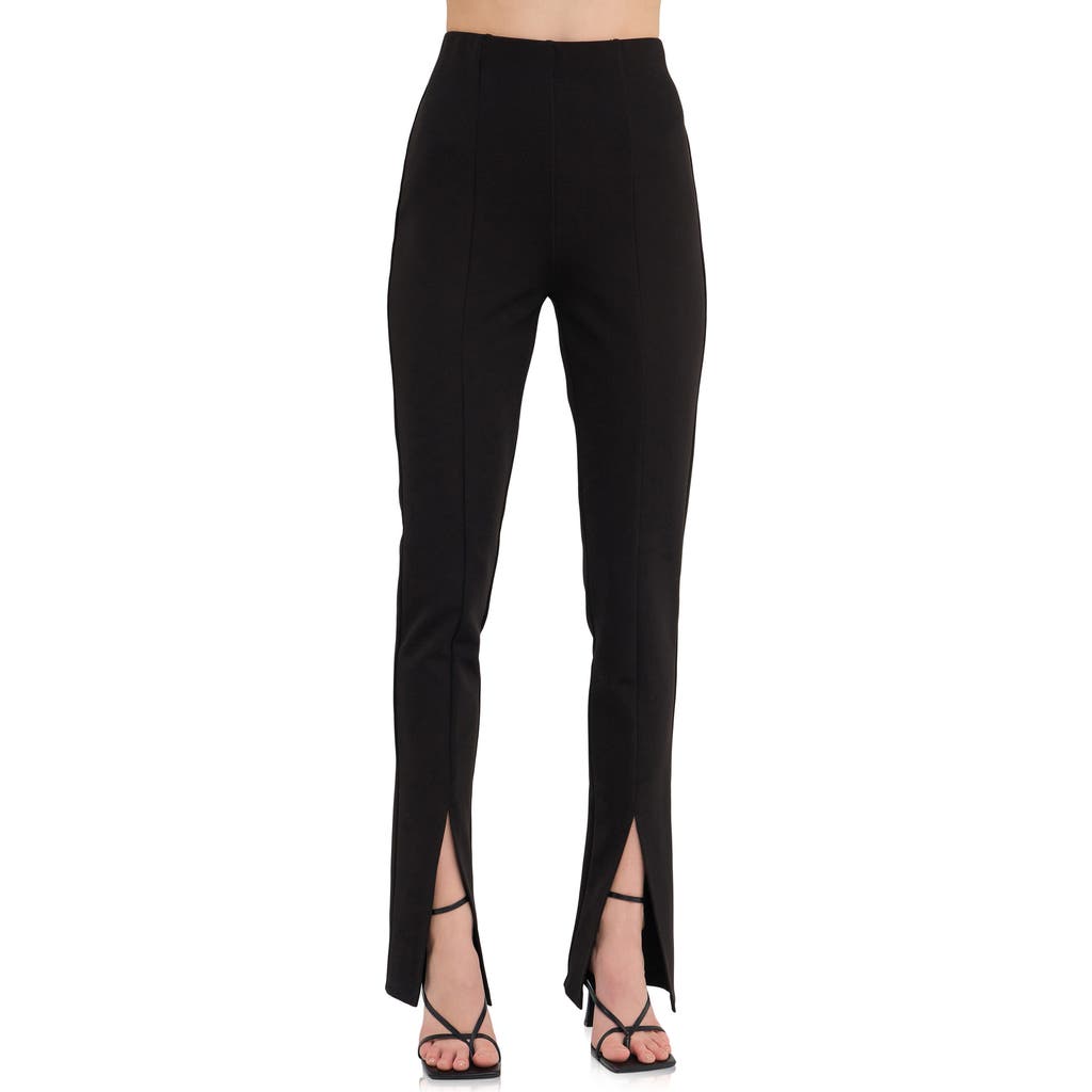 Grey Lab Front Slit Flared Pants In Black