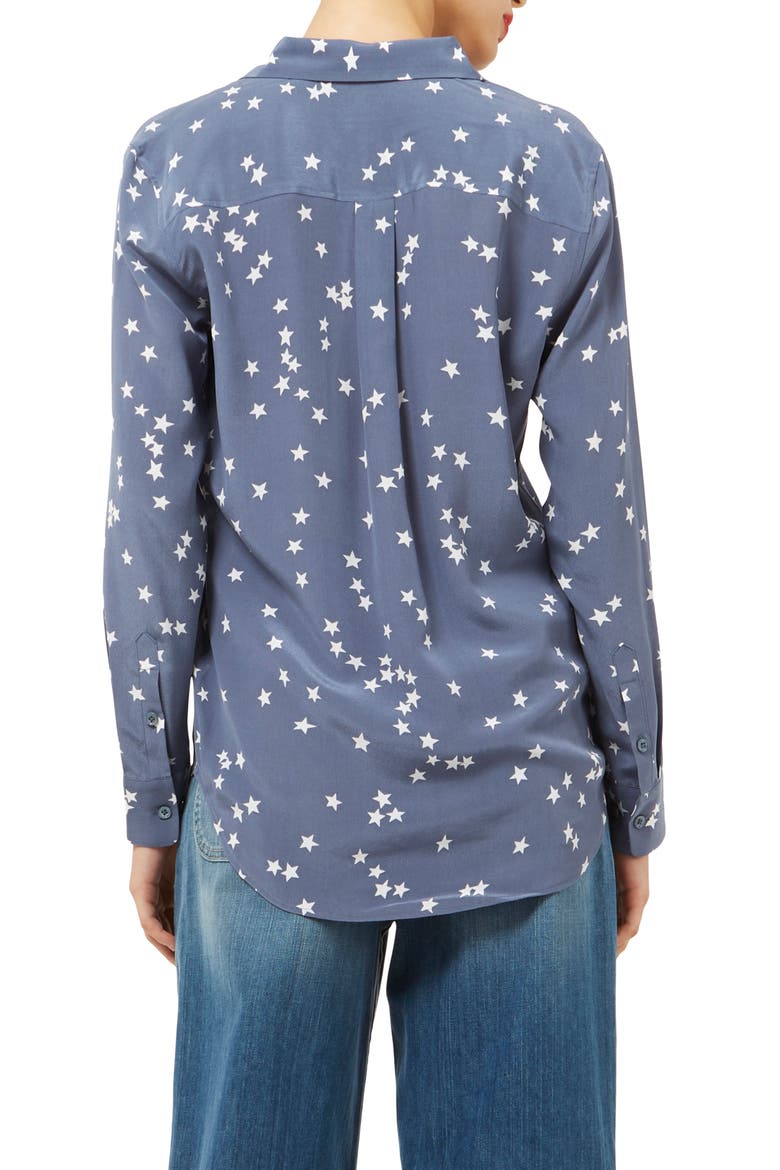 'Starry Night' Silk Shirt, Alternate, color, BLUESTONE