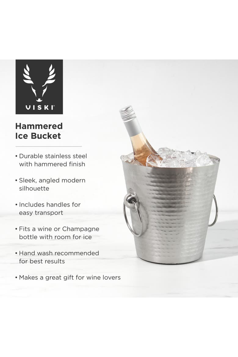 Irving Hammered Ice Bucket in Stainless Steel, Alternate, color, Silver